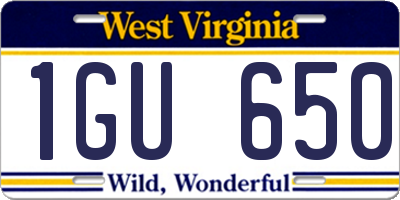 WV license plate 1GU650