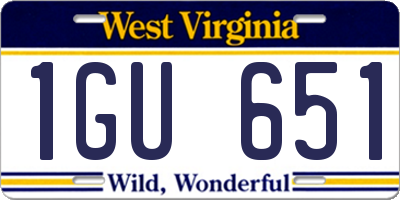 WV license plate 1GU651