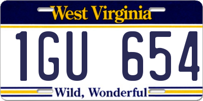 WV license plate 1GU654