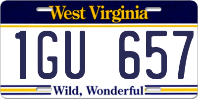 WV license plate 1GU657