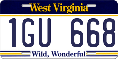 WV license plate 1GU668
