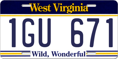 WV license plate 1GU671