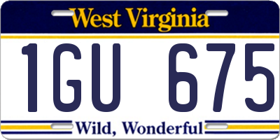 WV license plate 1GU675
