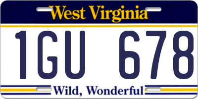 WV license plate 1GU678