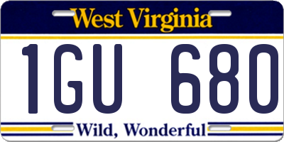 WV license plate 1GU680