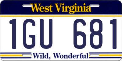 WV license plate 1GU681