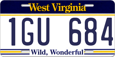WV license plate 1GU684