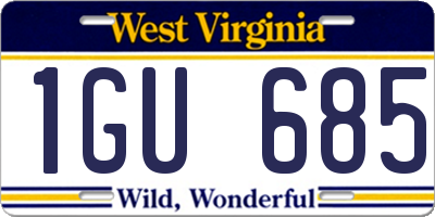 WV license plate 1GU685