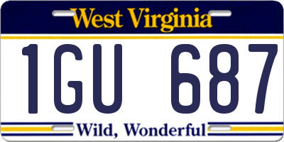 WV license plate 1GU687