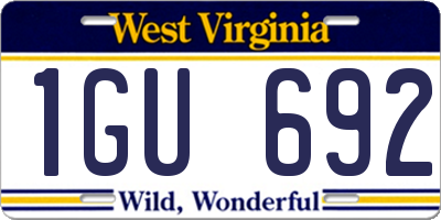 WV license plate 1GU692