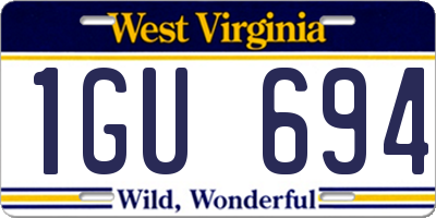 WV license plate 1GU694