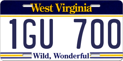 WV license plate 1GU700