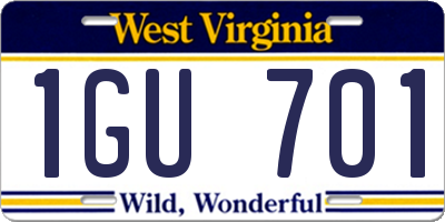 WV license plate 1GU701