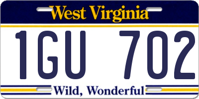 WV license plate 1GU702