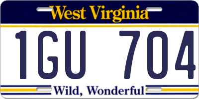 WV license plate 1GU704