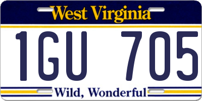 WV license plate 1GU705