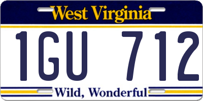 WV license plate 1GU712