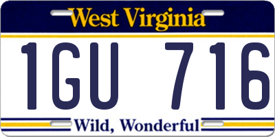 WV license plate 1GU716