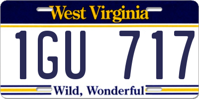WV license plate 1GU717