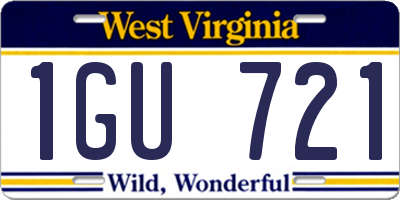 WV license plate 1GU721