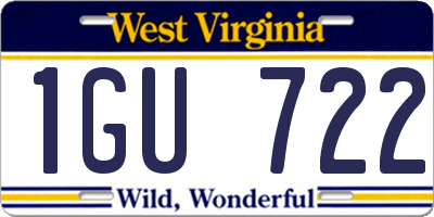 WV license plate 1GU722