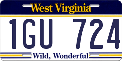 WV license plate 1GU724