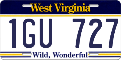 WV license plate 1GU727