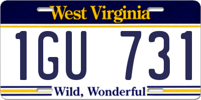WV license plate 1GU731