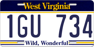 WV license plate 1GU734