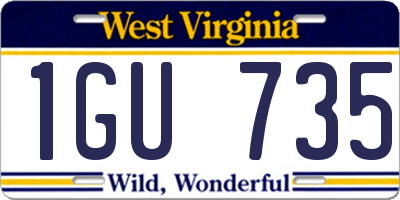 WV license plate 1GU735