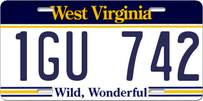 WV license plate 1GU742