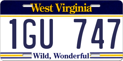 WV license plate 1GU747