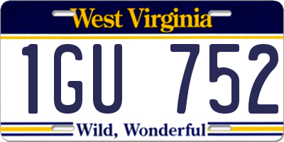 WV license plate 1GU752