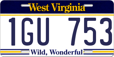 WV license plate 1GU753