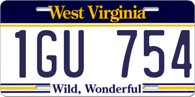 WV license plate 1GU754