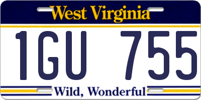 WV license plate 1GU755