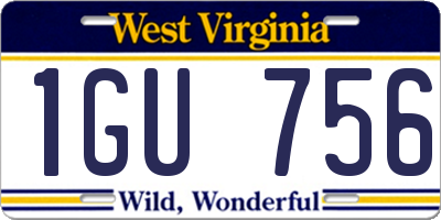 WV license plate 1GU756