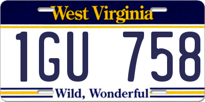 WV license plate 1GU758