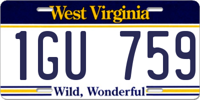 WV license plate 1GU759