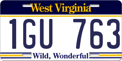 WV license plate 1GU763
