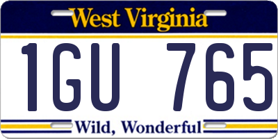 WV license plate 1GU765