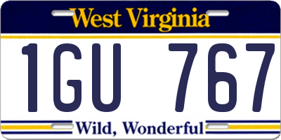 WV license plate 1GU767