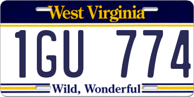 WV license plate 1GU774