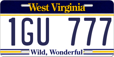 WV license plate 1GU777