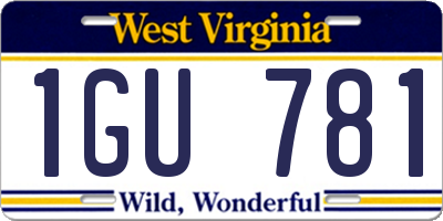 WV license plate 1GU781