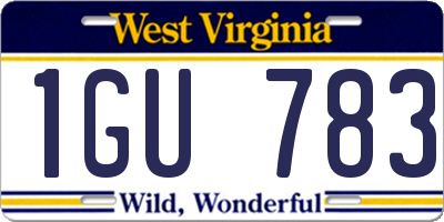 WV license plate 1GU783
