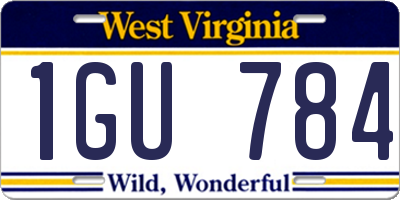 WV license plate 1GU784