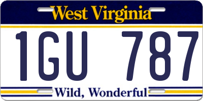 WV license plate 1GU787