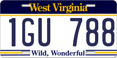 WV license plate 1GU788