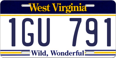WV license plate 1GU791